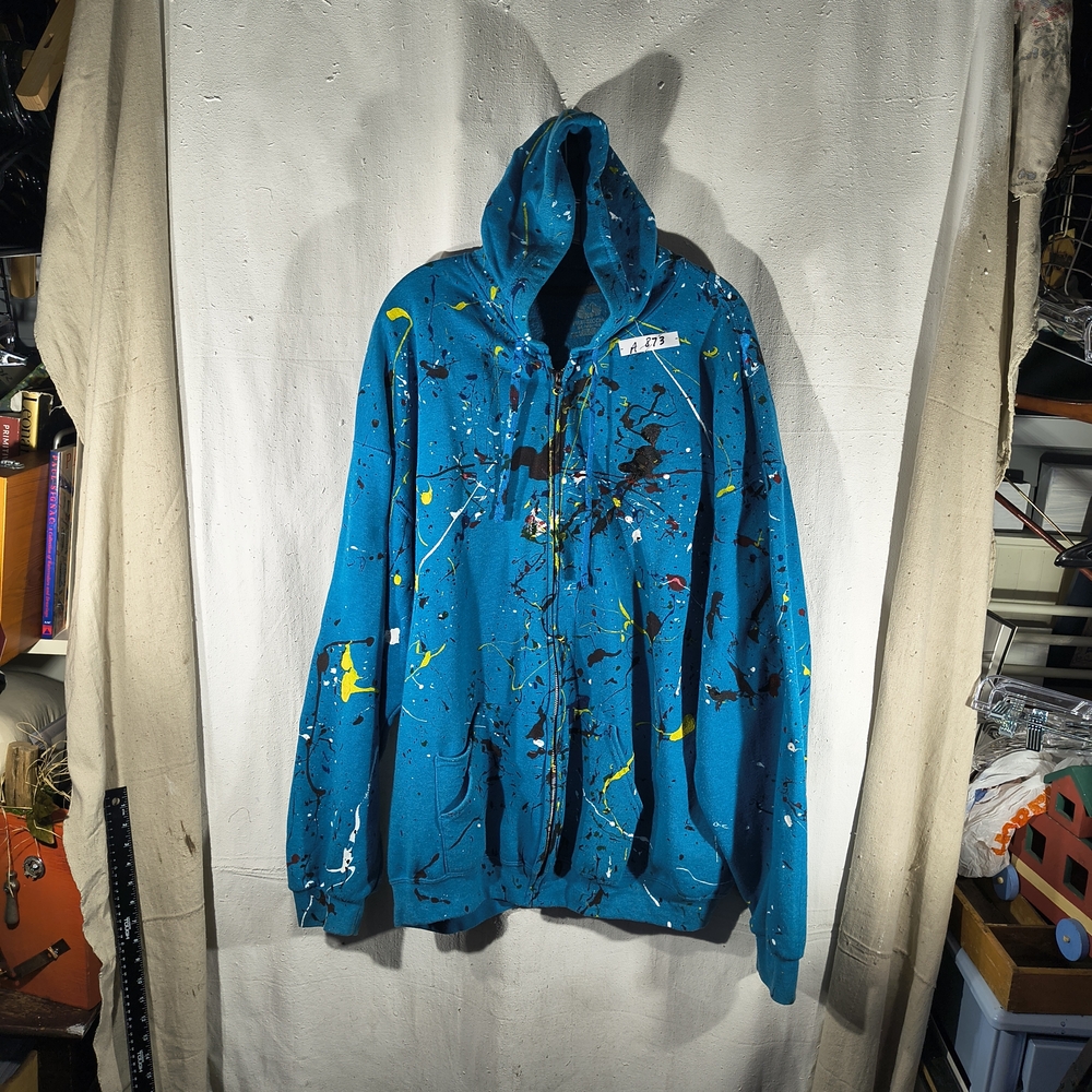 Timothy Designs Men's 3XLT Zip Up Royal Blue Hdie W/Unique Street Wear Art Desgn